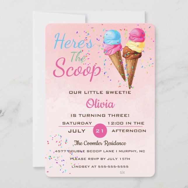 Invitación a fiesta de cumpleaños de niños con cre (Anverso)