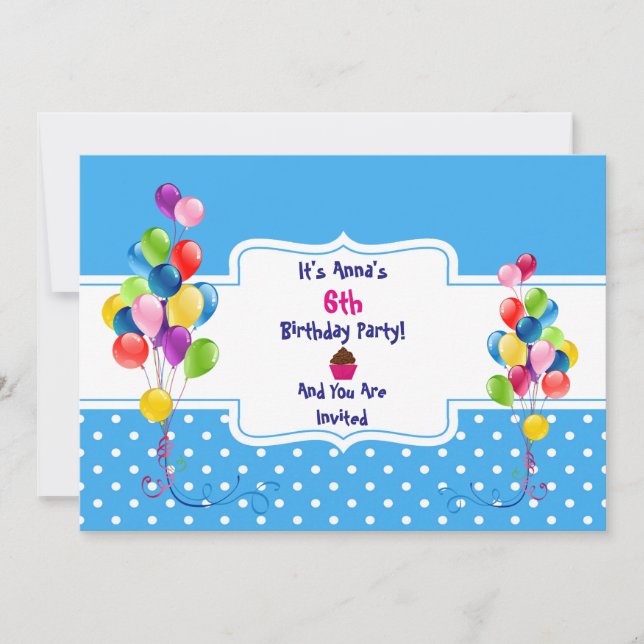 Invitación a fiesta de cumpleaños de niños con glo (Anverso)