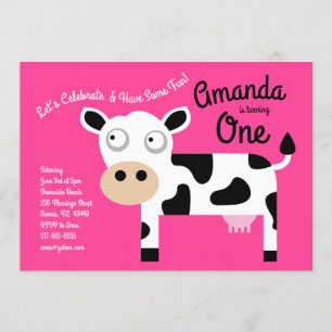 Invitación a fiesta de cumpleaños de niños de vaca