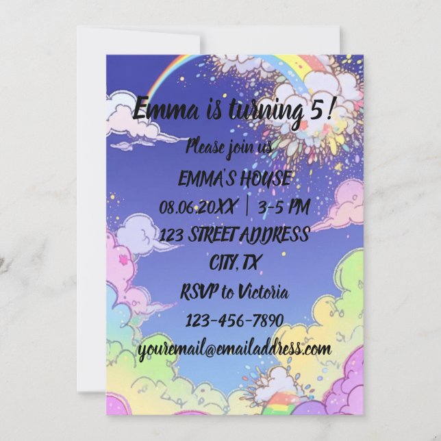 Invitación a fiesta de cumpleaños de niños del arc (Anverso)