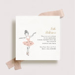 Invitación a fiesta de cumpleaños de niños en el e<br><div class="desc">Pequeñas y adorables invitaciones a una fiesta con temática de ballet con un dulce ilustracion de una bailarina en un tutu bailando en el escenario con una paleta rosa claro,  plateado y dorado.</div>