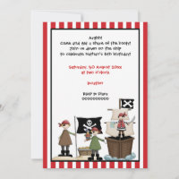 Invitación a fiesta de cumpleaños de niños piratas