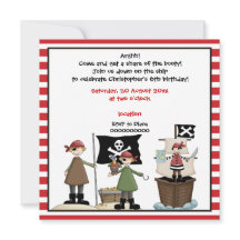 Invitación a fiesta de cumpleaños de niños piratas