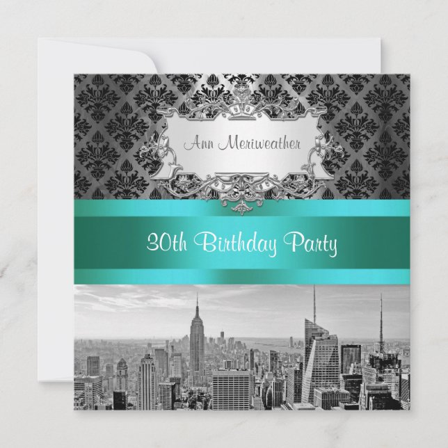 Invitación a fiesta de cumpleaños de NY City Skyli (Anverso)