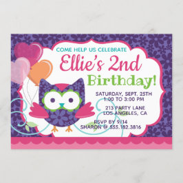 Invitación a fiesta de cumpleaños de Owl Pal Chica