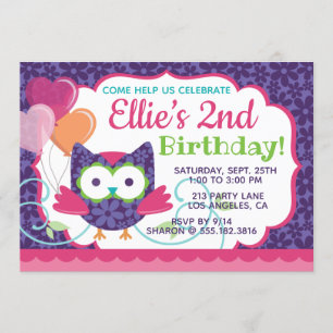 Invitación a fiesta de cumpleaños de Owl Pal Chica