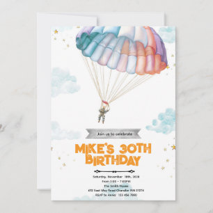 Invitación a fiesta de cumpleaños de paracaidismo