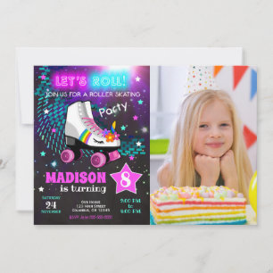Invitación a fiesta de cumpleaños de patinaje sobr