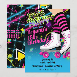 Invitación a fiesta de cumpleaños de patinaje sobr