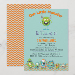 Invitación a fiesta de cumpleaños de pequeños mons
