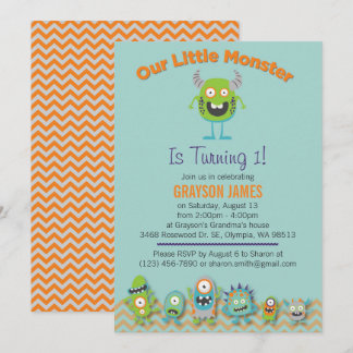 Invitación a fiesta de cumpleaños de pequeños mons