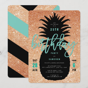 Invitación a fiesta de cumpleaños de piña Purpurin