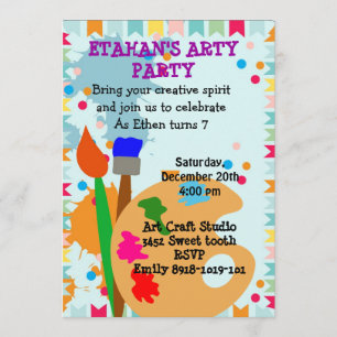 invitación a fiesta de cumpleaños de pintura de ar