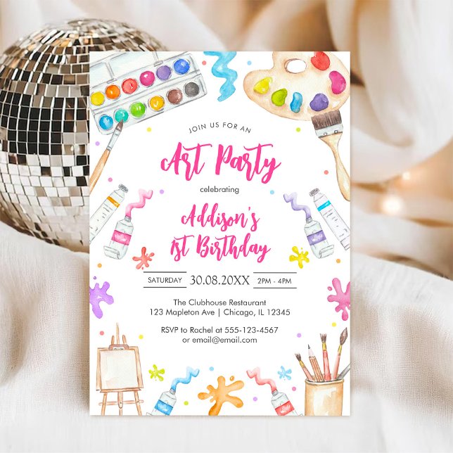 Invitación a fiesta de cumpleaños de pintura y art (Subido por el creador)