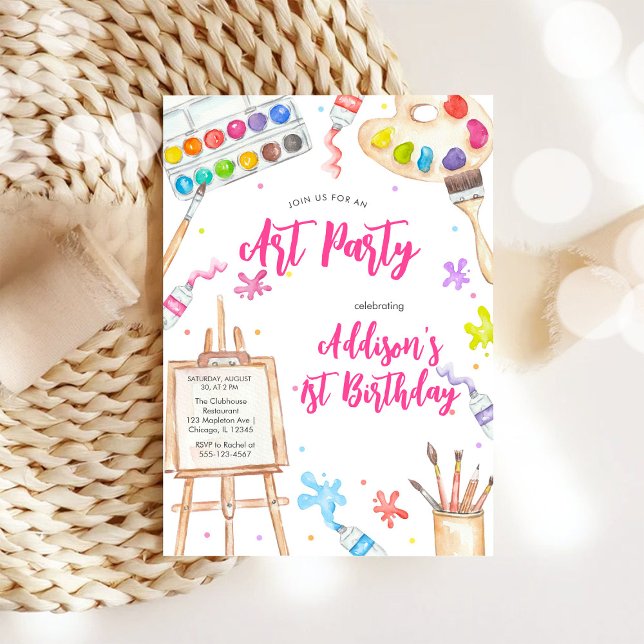 Invitación a fiesta de cumpleaños de pintura y art (Subido por el creador)