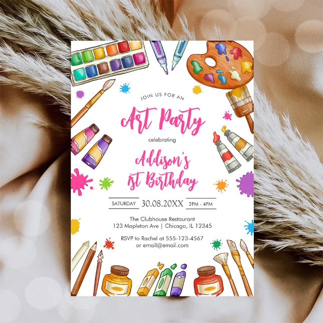 Invitación a fiesta de cumpleaños de pintura y art (Subido por el creador)