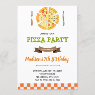 Invitación a fiesta de cumpleaños de Pizza