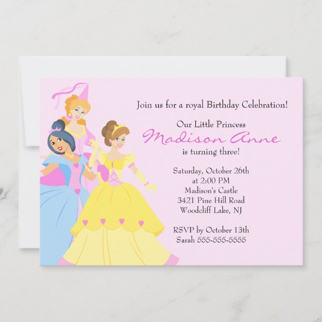 Invitación a fiesta de cumpleaños de princesa Boni (Anverso)