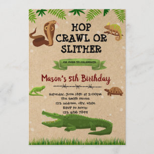 Invitación a fiesta de cumpleaños de reptil