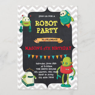 invitación a fiesta de cumpleaños de robots