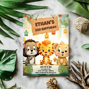 Invitación a fiesta de cumpleaños de Safari en la 