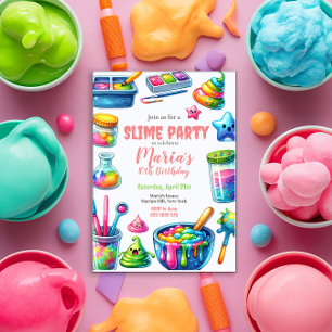 Invitación a fiesta de cumpleaños de Slime Fiesta 