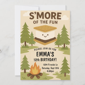 Invitación a fiesta de cumpleaños de S'more Fun Ca