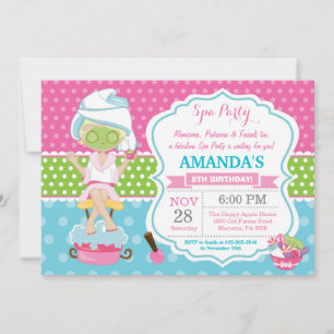 Invitación a fiesta de cumpleaños de Spa Sleepover