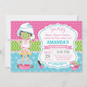 Invitación a fiesta de cumpleaños de Spa Sleepover