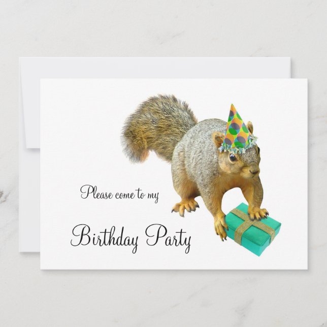 Invitación a fiesta de cumpleaños de Squirrel (Anverso)