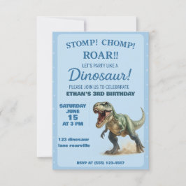 Invitación a fiesta de cumpleaños de T-Rex Dino pa