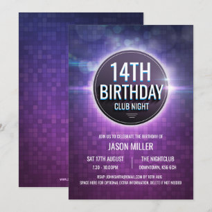 Invitación a fiesta de cumpleaños de un adolescent