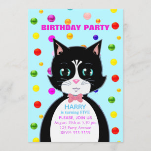 Invitación a fiesta de cumpleaños de un gato en Tu