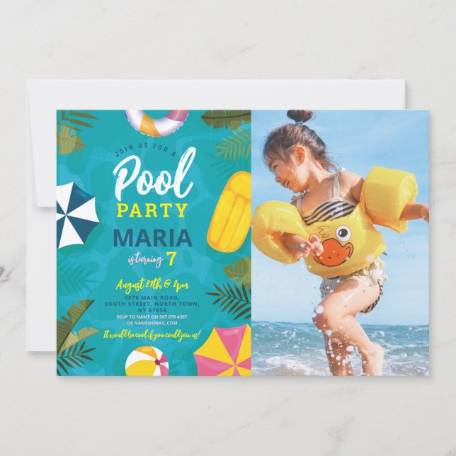 Invitación a Fiesta de Cumpleaños de Verano con Pi (Anverso)