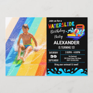 Invitación a fiesta de cumpleaños de Waterslide