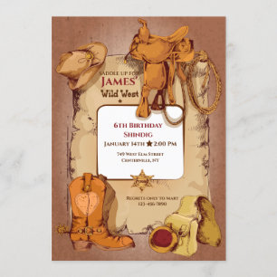 Invitación a fiesta de cumpleaños de Wild West Fra