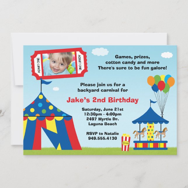 Invitación a fiesta de cumpleaños del carnaval (Anverso)