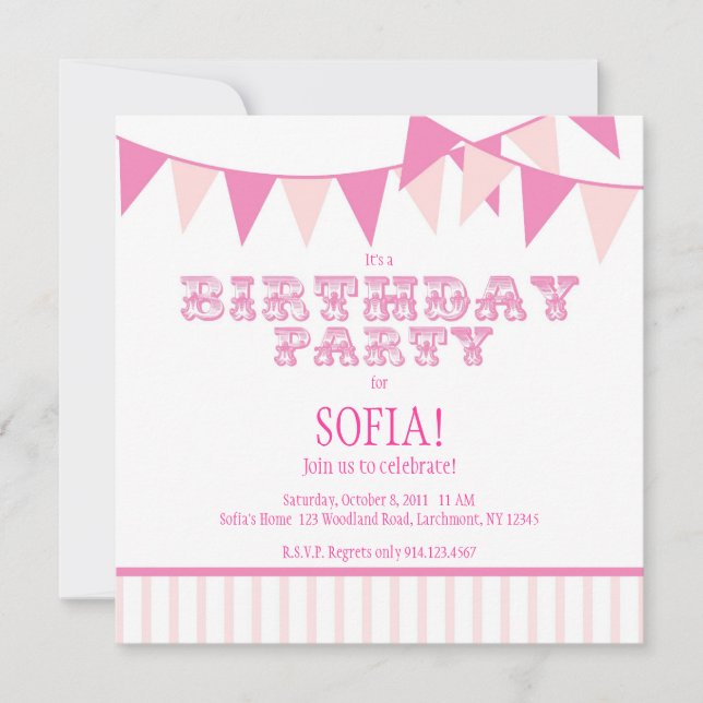 Invitación a fiesta de cumpleaños del carnaval Ros (Anverso)