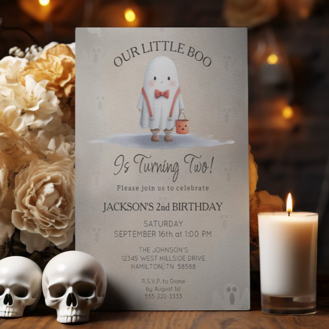 Invitación a fiesta de cumpleaños del niño (Our Little Boo is Turning Two 2nd Birthday Party Invitation )