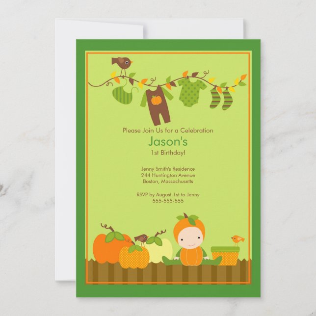 Invitación a fiesta de cumpleaños del niño de la c (Anverso)