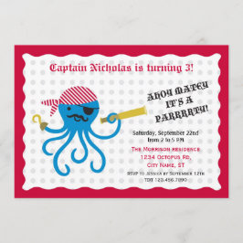 Invitación a fiesta de cumpleaños del pulpo pirata