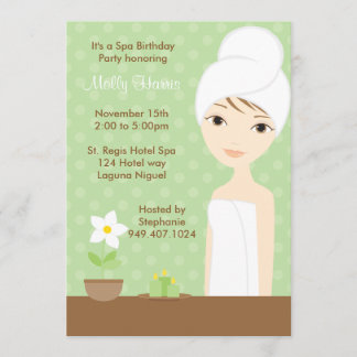 Invitación a fiesta de cumpleaños del Spa