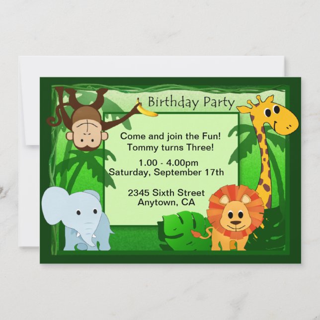 Invitación a fiesta de cumpleaños del tema de la s (Anverso)