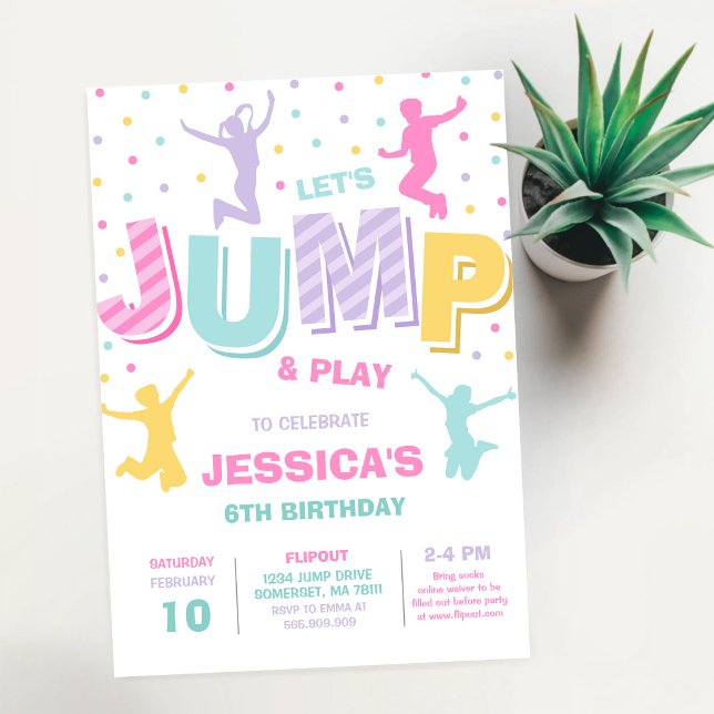Invitación a fiesta de cumpleaños en casa de salto (Subido por el creador)