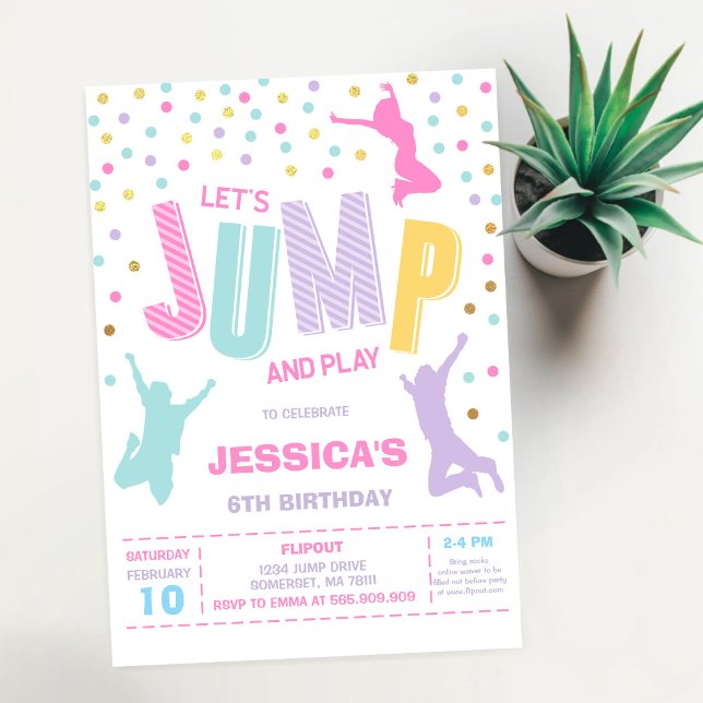 Invitación a fiesta de cumpleaños en casa de salto (Subido por el creador)