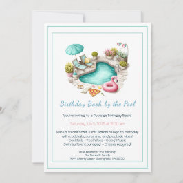 Invitación a fiesta de cumpleaños en la piscina co