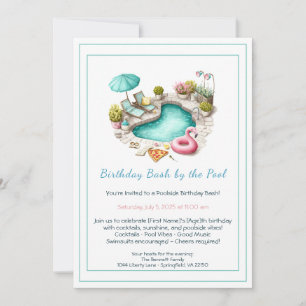 Invitación a fiesta de cumpleaños en la piscina co