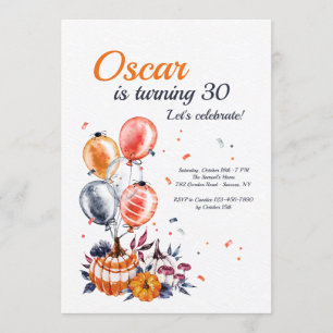 Invitación a fiesta de cumpleaños en otoño