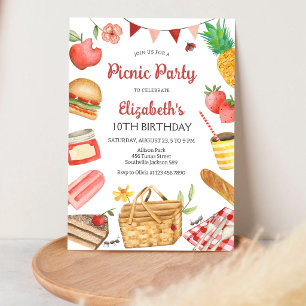 Invitación a fiesta de cumpleaños en picnic
