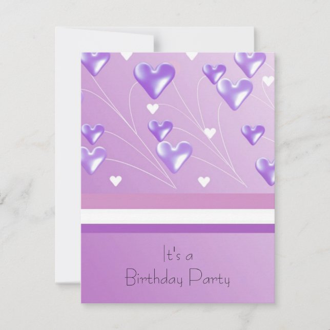 Invitación a fiesta de cumpleaños en Purple Floati (Anverso)